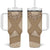 Mauri Ribaberiki Kiribati Tumbler With Handle Cowrie Shells Lei Palm Leaf Weaving
