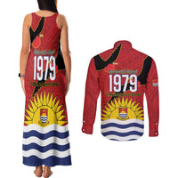 Mauri Kiribati Independence Day Couples Matching Tank Maxi Dress and Long Sleeve Button Shirt 1979 Proud National Frigatebird