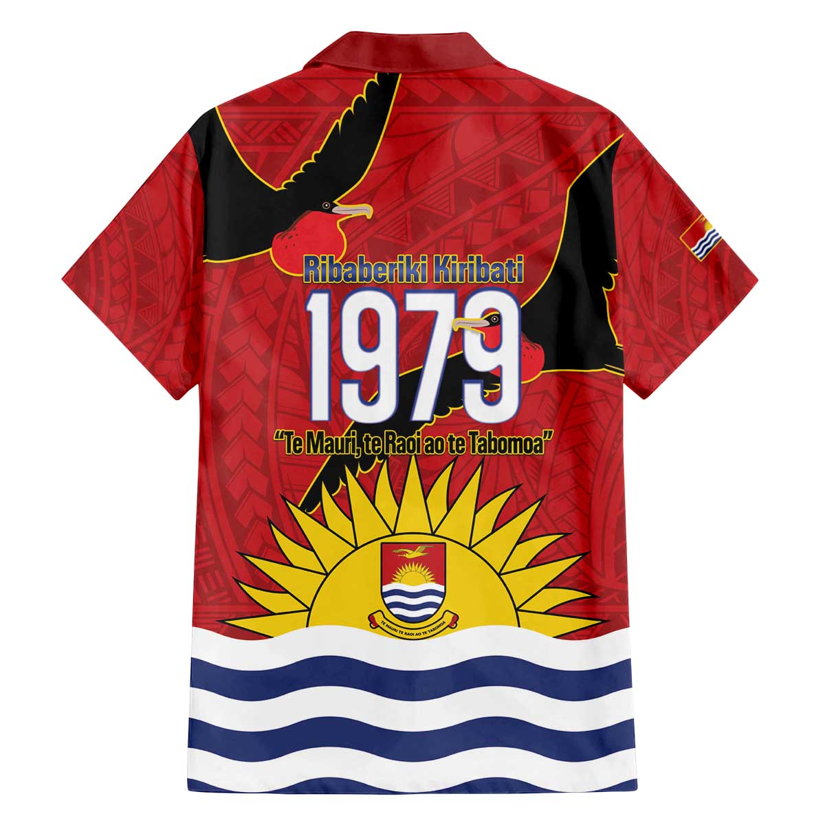 Mauri Kiribati Independence Day Family Matching Off The Shoulder Long Sleeve Dress and Hawaiian Shirt 1979 Proud National Frigatebird