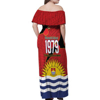 Mauri Kiribati Independence Day Family Matching Off Shoulder Maxi Dress and Hawaiian Shirt 1979 Proud National Frigatebird