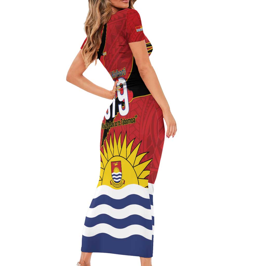 Mauri Kiribati Independence Day Family Matching Short Sleeve Bodycon Dress and Hawaiian Shirt 1979 Proud National Frigatebird