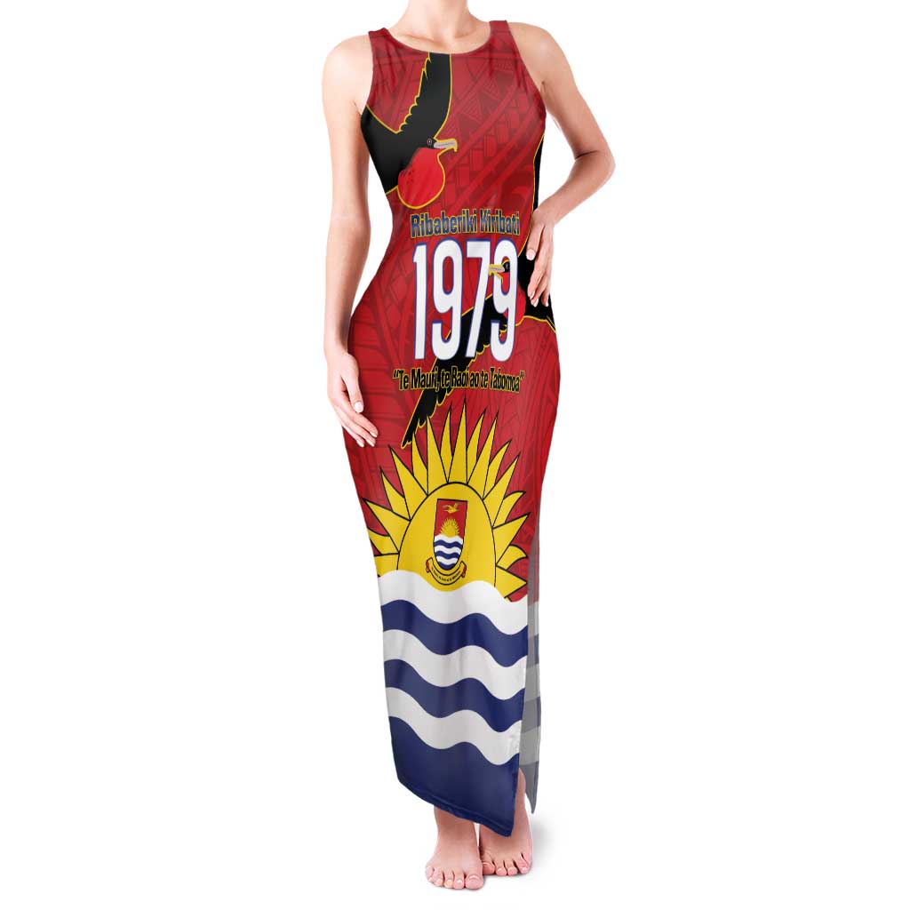 Mauri Kiribati Independence Day Family Matching Tank Maxi Dress and Hawaiian Shirt 1979 Proud National Frigatebird