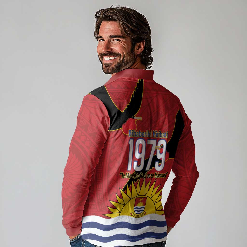 Mauri Kiribati Independence Day Long Sleeve Polo Shirt 1979 Proud National Frigatebird