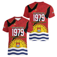 Mauri Kiribati Independence Day Women V-Neck T-Shirt 1979 Proud National Frigatebird