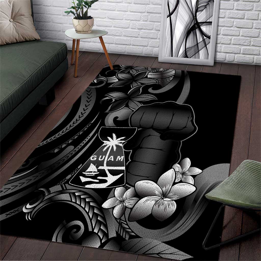 Black Hafa Adai Guam Area Rug Chamorro Latte Stone Hand With Plumeria