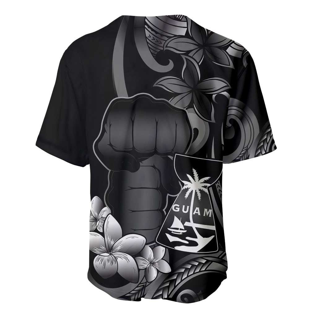 Black Hafa Adai Guam Baseball Jersey Chamorro Latte Stone Hand With Plumeria