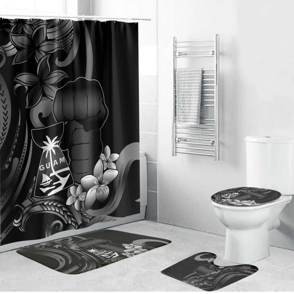 Black Hafa Adai Guam Bathroom Set Chamorro Latte Stone Hand With Plumeria - Polynesian Pride