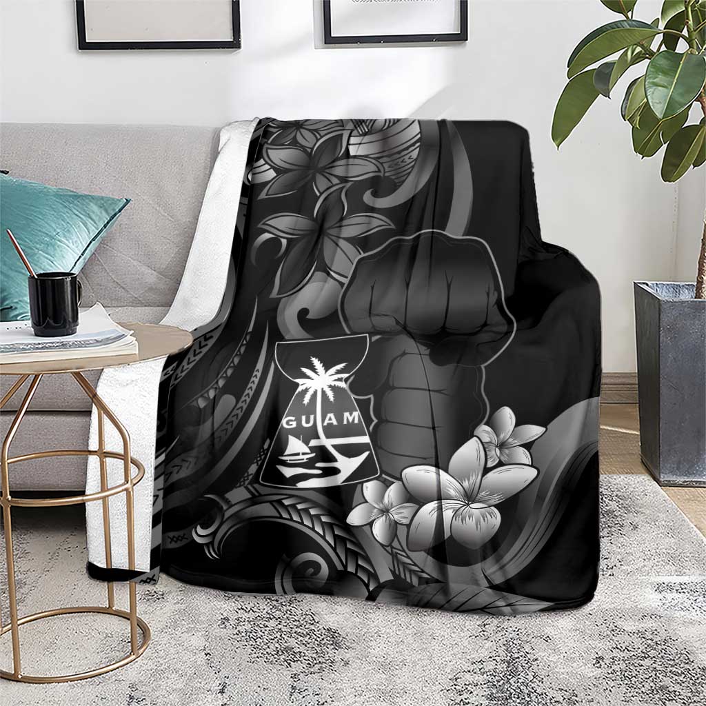 Black Hafa Adai Guam Blanket Chamorro Latte Stone Hand With Plumeria