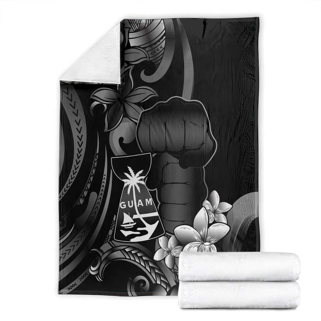 Black Hafa Adai Guam Blanket Chamorro Latte Stone Hand With Plumeria