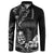Black Hafa Adai Guam Button Sweatshirt Chamorro Latte Stone Hand With Plumeria