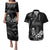 Black Hafa Adai Guam Couples Matching Puletasi and Hawaiian Shirt Chamorro Latte Stone Hand With Plumeria