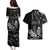 Black Hafa Adai Guam Couples Matching Puletasi and Hawaiian Shirt Chamorro Latte Stone Hand With Plumeria