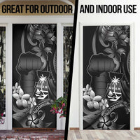 Black Hafa Adai Guam Door Cover Chamorro Latte Stone Hand With Plumeria - Polynesian Pride