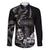 Black Hafa Adai Guam Family Matching Long Sleeve Bodycon Dress and Hawaiian Shirt Chamorro Latte Stone Hand With Plumeria