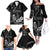 Black Hafa Adai Guam Family Matching Off The Shoulder Long Sleeve Dress and Hawaiian Shirt Chamorro Latte Stone Hand With Plumeria