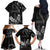 Black Hafa Adai Guam Family Matching Off The Shoulder Long Sleeve Dress and Hawaiian Shirt Chamorro Latte Stone Hand With Plumeria