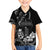 Black Hafa Adai Guam Family Matching Off The Shoulder Long Sleeve Dress and Hawaiian Shirt Chamorro Latte Stone Hand With Plumeria