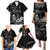 Black Hafa Adai Guam Family Matching Puletasi and Hawaiian Shirt Chamorro Latte Stone Hand With Plumeria