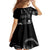 Black Hafa Adai Guam Family Matching Short Sleeve Bodycon Dress and Hawaiian Shirt Chamorro Latte Stone Hand With Plumeria