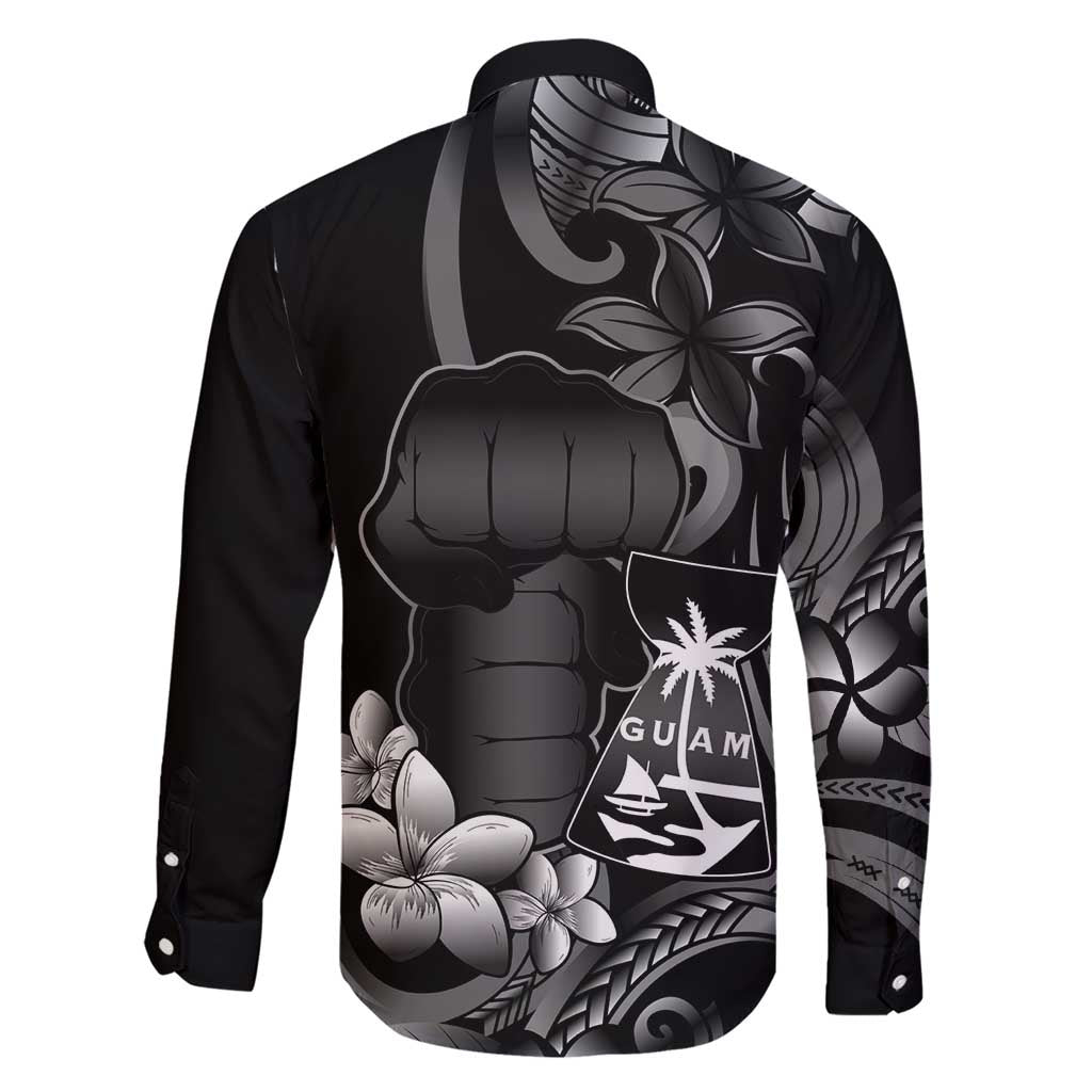 Black Hafa Adai Guam Family Matching Short Sleeve Bodycon Dress and Hawaiian Shirt Chamorro Latte Stone Hand With Plumeria