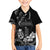 Black Hafa Adai Guam Family Matching Short Sleeve Bodycon Dress and Hawaiian Shirt Chamorro Latte Stone Hand With Plumeria