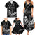 Black Hafa Adai Guam Family Matching Summer Maxi Dress and Hawaiian Shirt Chamorro Latte Stone Hand With Plumeria