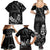 Black Hafa Adai Guam Family Matching Summer Maxi Dress and Hawaiian Shirt Chamorro Latte Stone Hand With Plumeria