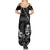Black Hafa Adai Guam Family Matching Summer Maxi Dress and Hawaiian Shirt Chamorro Latte Stone Hand With Plumeria