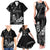 Black Hafa Adai Guam Family Matching Tank Maxi Dress and Hawaiian Shirt Chamorro Latte Stone Hand With Plumeria