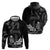 Black Hafa Adai Guam Hoodie Chamorro Latte Stone Hand With Plumeria