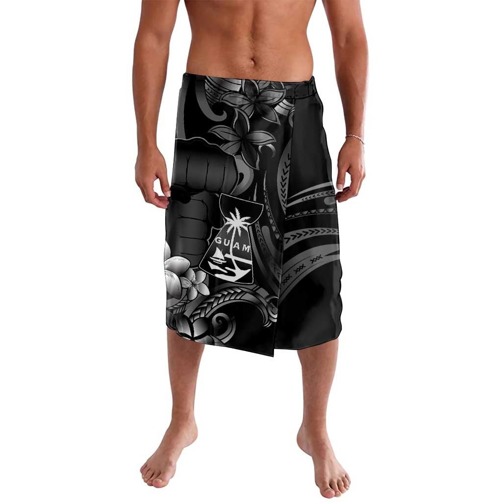 Black Hafa Adai Guam Lavalava Chamorro Latte Stone Hand With Plumeria