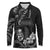 Black Hafa Adai Guam Long Sleeve Polo Shirt Chamorro Latte Stone Hand With Plumeria