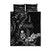 Black Hafa Adai Guam Quilt Bed Set Chamorro Latte Stone Hand With Plumeria