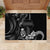 Black Hafa Adai Guam Rubber Doormat Chamorro Latte Stone Hand With Plumeria
