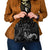 Black Hafa Adai Guam Shoulder Handbag Chamorro Latte Stone Hand With Plumeria