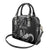 Black Hafa Adai Guam Shoulder Handbag Chamorro Latte Stone Hand With Plumeria
