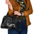 Black Hafa Adai Guam Shoulder Handbag Chamorro Latte Stone Hand With Plumeria