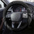 Black Hafa Adai Guam Steering Wheel Cover Chamorro Latte Stone Hand With Plumeria