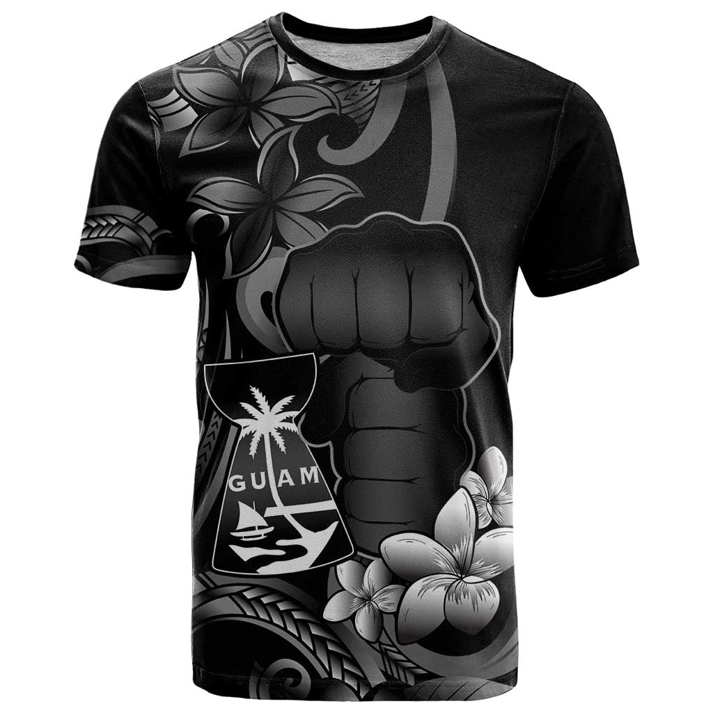 Black Hafa Adai Guam T Shirt Chamorro Latte Stone Hand With Plumeria