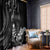 Black Hafa Adai Guam Window Curtain Chamorro Latte Stone Hand With Plumeria