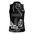 Black Hafa Adai Guam Women Sleeveless Polo Shirt Chamorro Latte Stone Hand With Plumeria