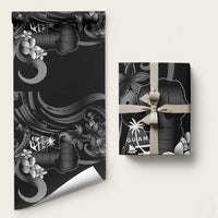 Black Hafa Adai Guam Wrapping Paper Chamorro Latte Stone Hand With Plumeria - Polynesian Pride