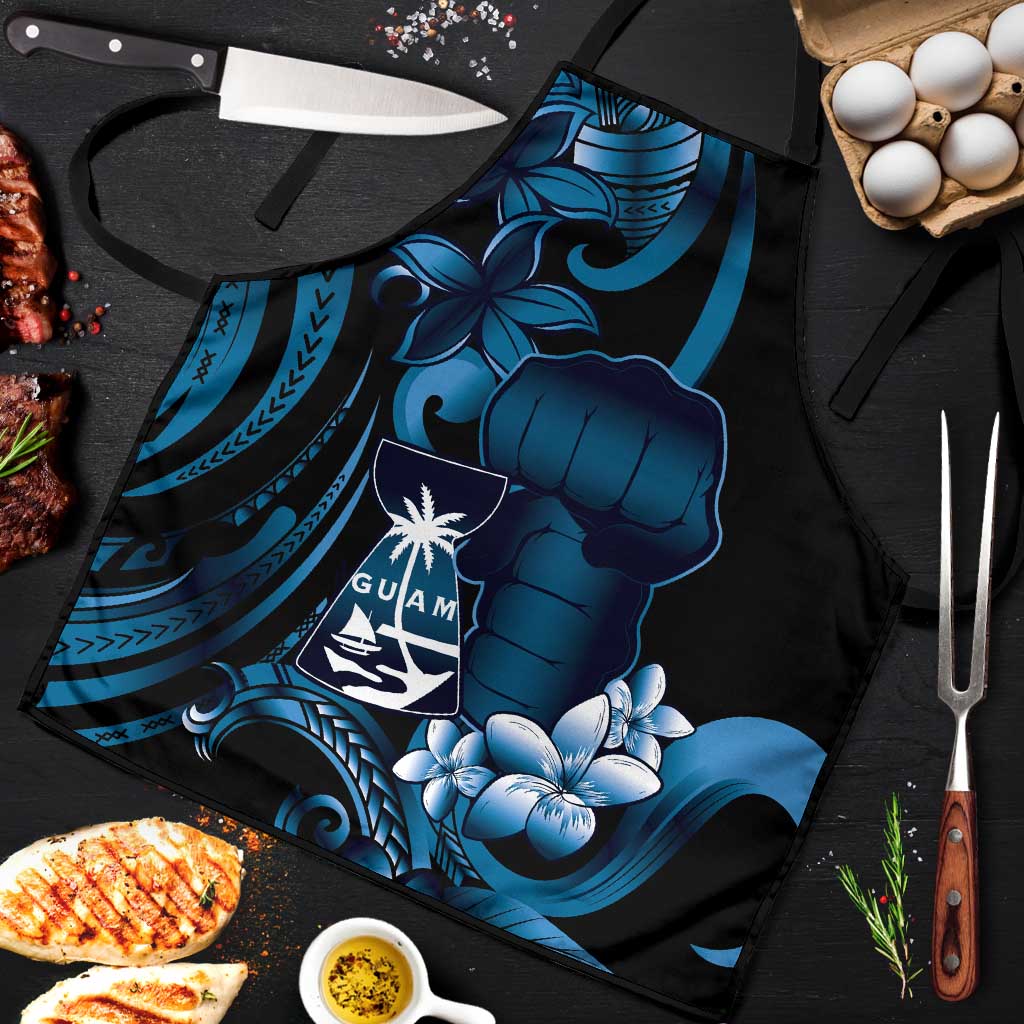 Blue Hafa Adai Guam Apron Chamorro Latte Stone Hand With Plumeria - Polynesian Pride