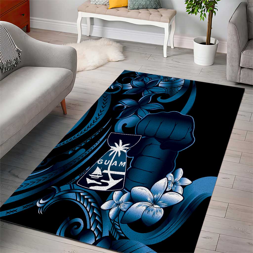 Blue Hafa Adai Guam Area Rug Chamorro Latte Stone Hand With Plumeria