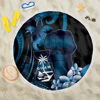 Blue Hafa Adai Guam Beach Blanket Chamorro Latte Stone Hand With Plumeria