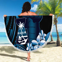 Blue Hafa Adai Guam Beach Blanket Chamorro Latte Stone Hand With Plumeria
