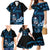 Blue Hafa Adai Guam Family Matching Mermaid Dress and Hawaiian Shirt Chamorro Latte Stone Hand With Plumeria