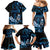 Blue Hafa Adai Guam Family Matching Mermaid Dress and Hawaiian Shirt Chamorro Latte Stone Hand With Plumeria