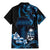 Blue Hafa Adai Guam Family Matching Mermaid Dress and Hawaiian Shirt Chamorro Latte Stone Hand With Plumeria