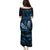 Blue Hafa Adai Guam Family Matching Puletasi and Hawaiian Shirt Chamorro Latte Stone Hand With Plumeria